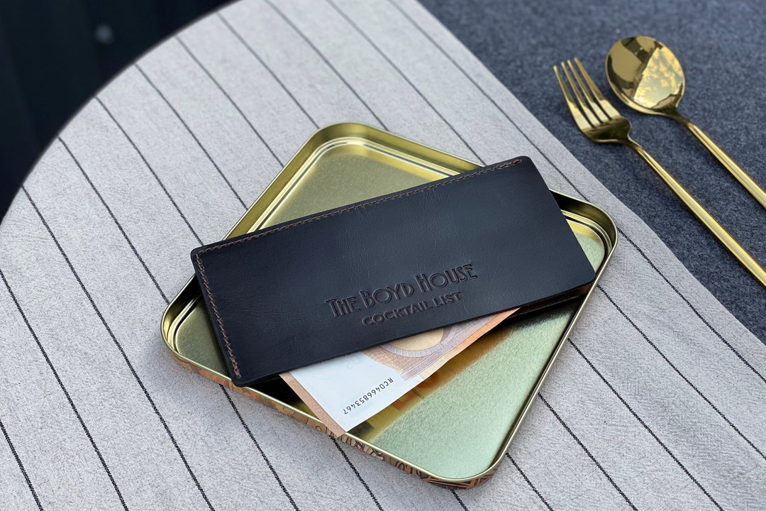 Vintage Leather Bill Holder: Restaurant Check Presenter