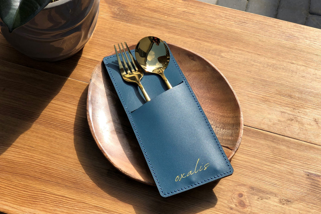 Personalized Leather Cutlery Pouch