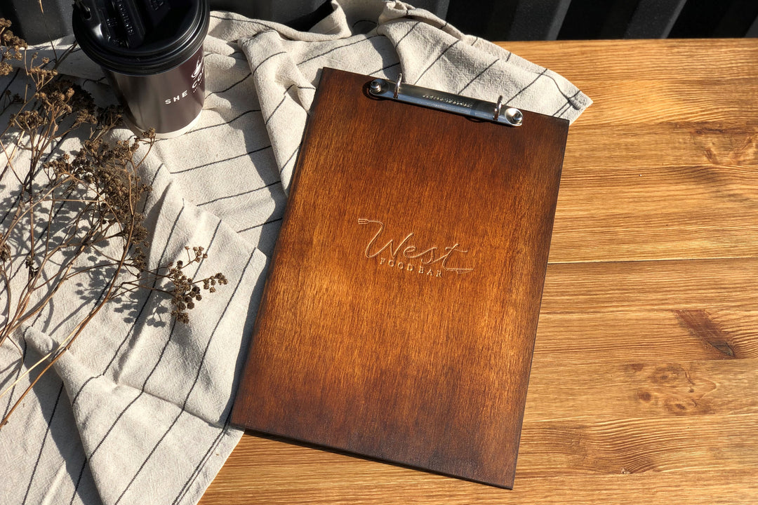 Custom Wood Menu Holder: Restaurant Menu Cover