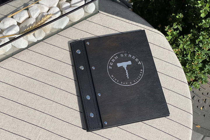 A5 Wooden Menu Folder: Leather Restaurant Menu Book with Inserts