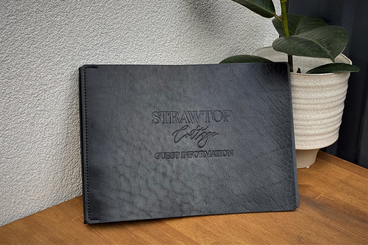 Black Leather Menu Cover: A4 A5 Ring Binder Restaurant Menu