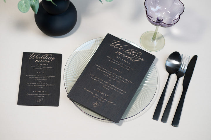 Personalized Wood Wedding Menu: Rustic Engraved Menu