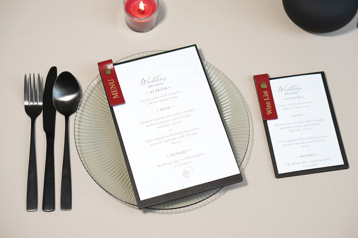 Custom Wooden Menu Board with Leather Clip: Restaurant Menu Folder
