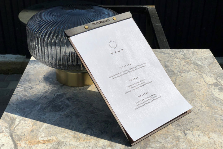 Wooden Menu Folder: Leather Menu Cover, Restaurant Guest Book