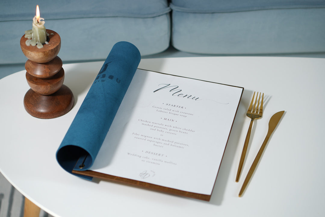 Embossed Logo Leather Menu Holder: Restaurant Menu Folder