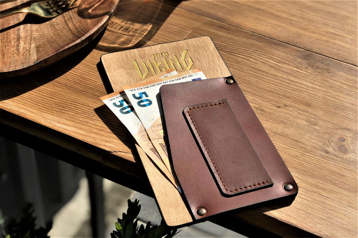Leather Check Presenter: Embossed Restaurant Bill Holder