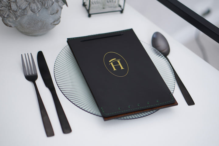 Elegant Ashwood & Leather Menu Folder