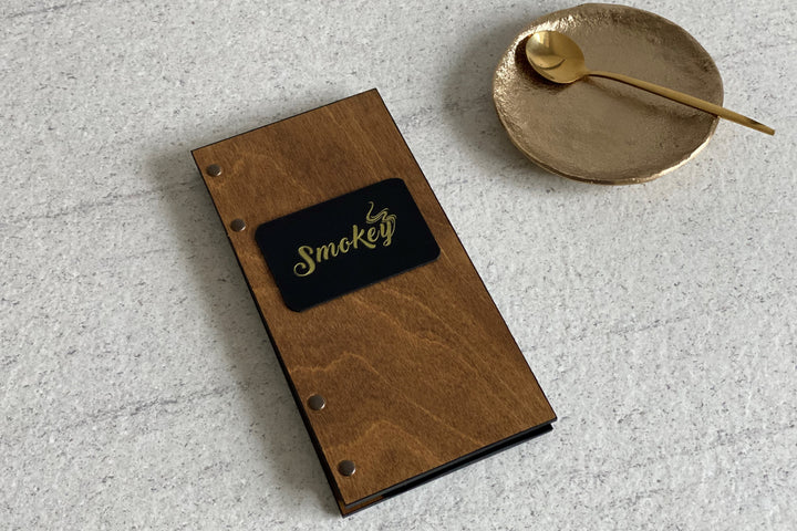 Leather & Wood Check Presenter: Restaurant Bill Holder