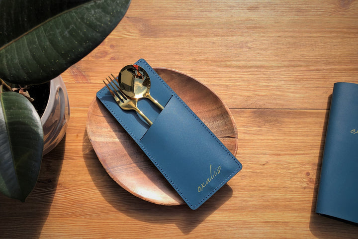 Personalized Leather Cutlery Pouch