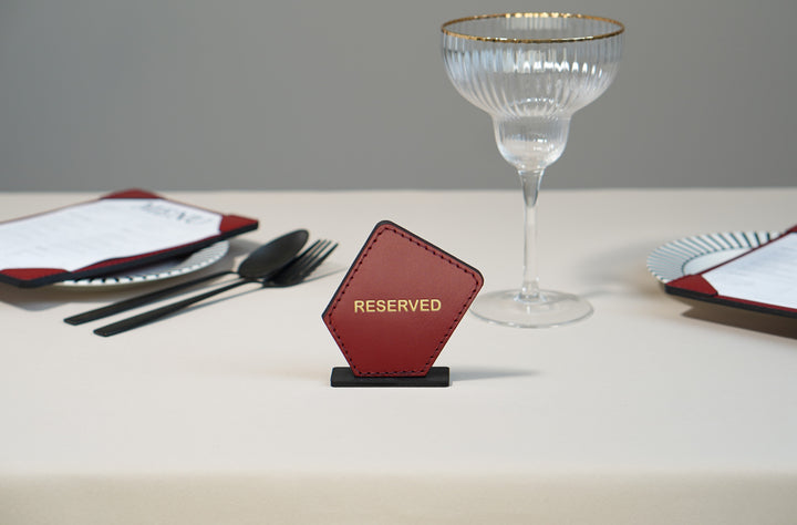Leather Reserved Table Sign: Restaurant Cafe Decor, Wedding