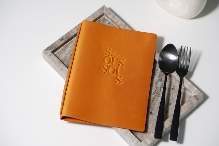 Embossed Logo Leather Menu Folder: Custom Restaurant Menu