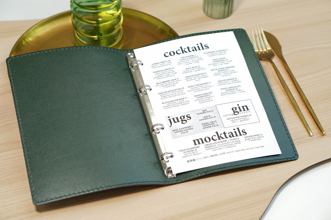 Embossed Logo Leather Menu Holder: Restaurant Menu Folder