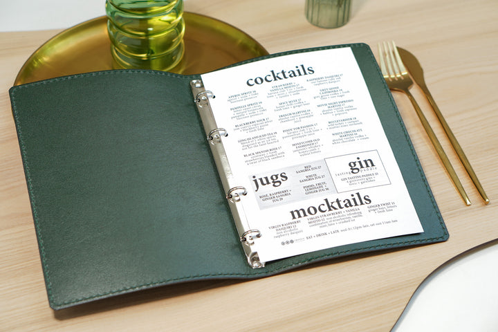 Embossed Logo Leather Menu Holder: Restaurant Menu Folder