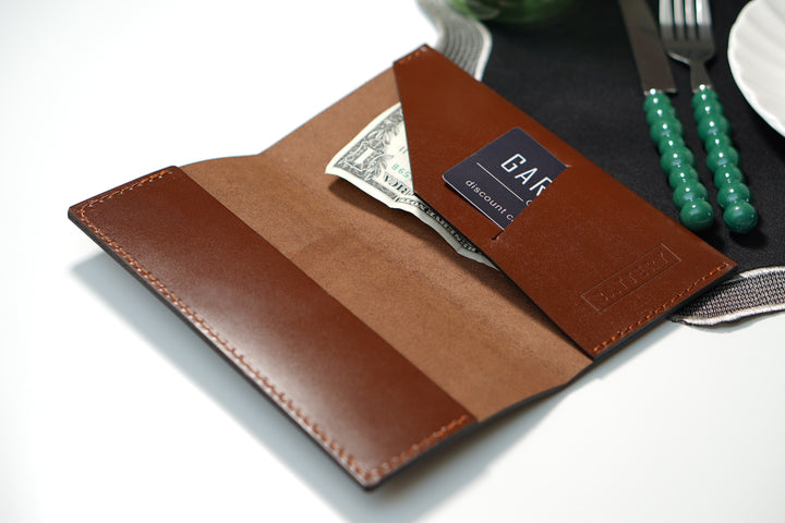 Custom Leather Bill Presenter – Server Wallet with Logo