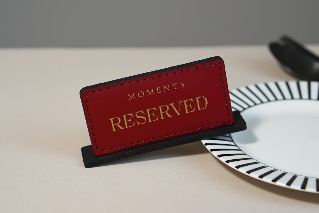 Leather Reserved Table Sign: Wedding & Restaurant Decor