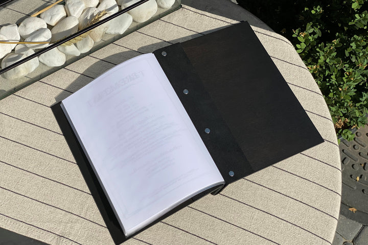 A5 Wooden Menu Folder: Leather Restaurant Menu Book with Inserts