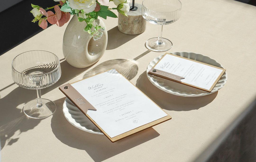 Personalized Wooden Menu Board with Leather Clip: Restaurant Decor
