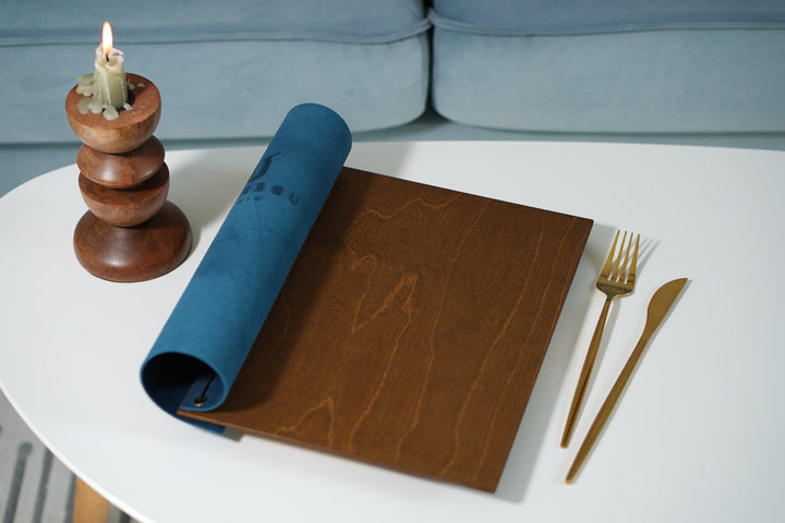Embossed Logo Leather Menu Holder: Restaurant Menu Folder