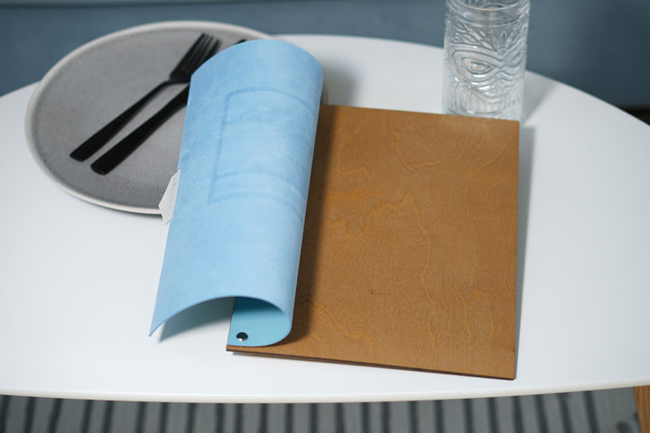 Embossed Logo Leather Menu Holder: Restaurant Menu Folder