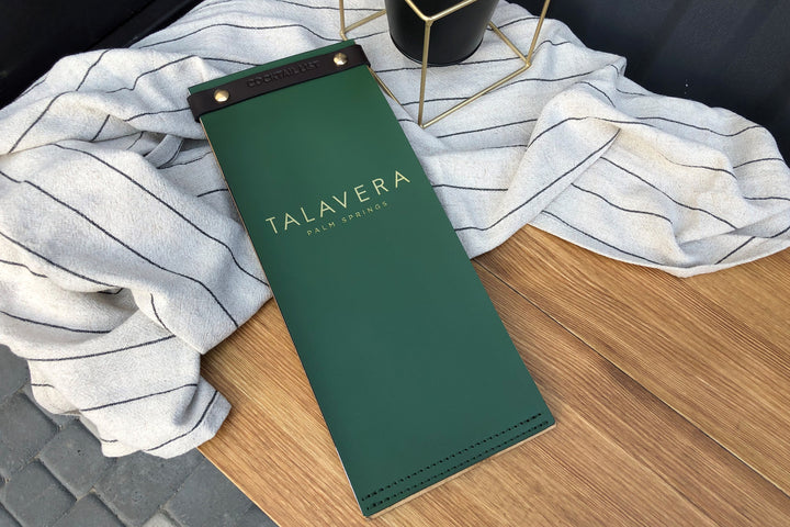 Cowhide Leather Menu Folder: Restaurant Wine List, Custom Logo