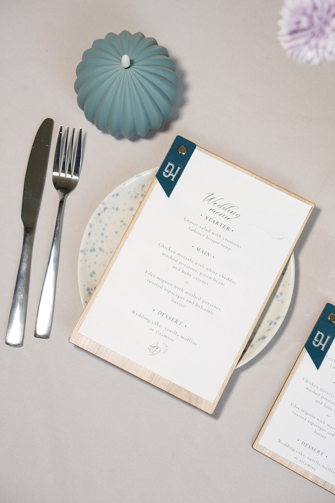 Custom Wooden Menu Board with Leather Clip