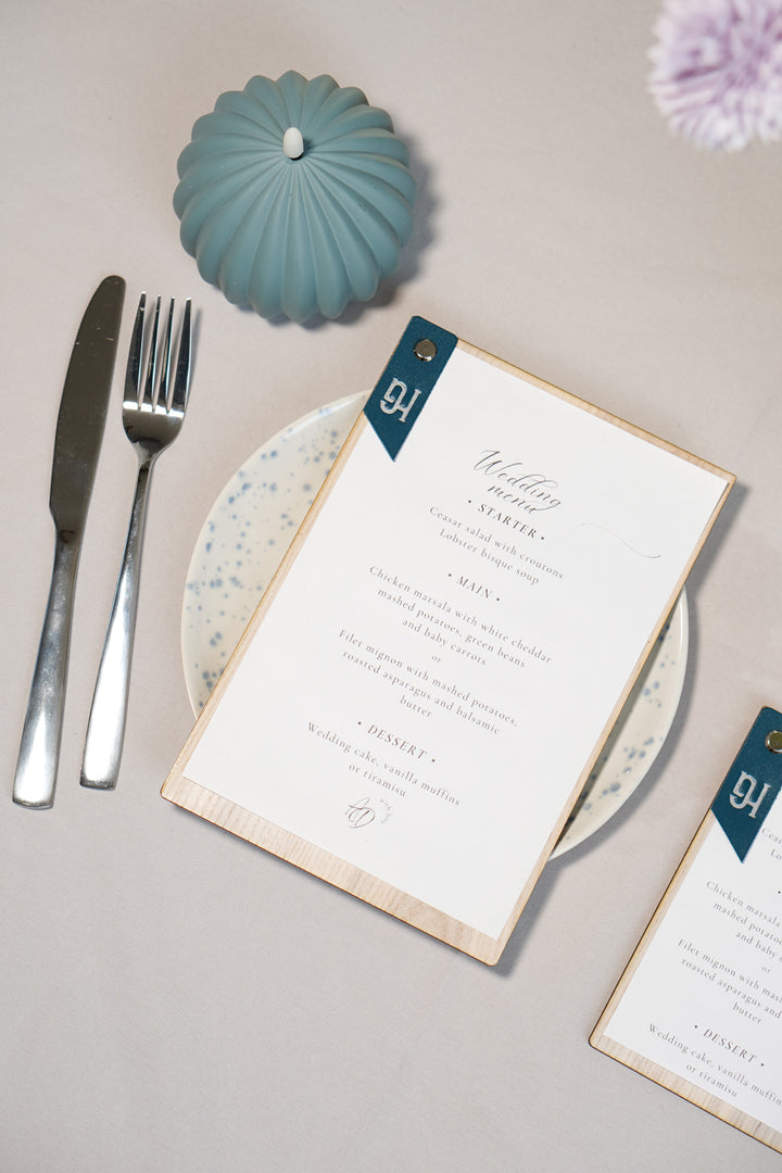 Custom Wooden Menu Board with Leather Clip