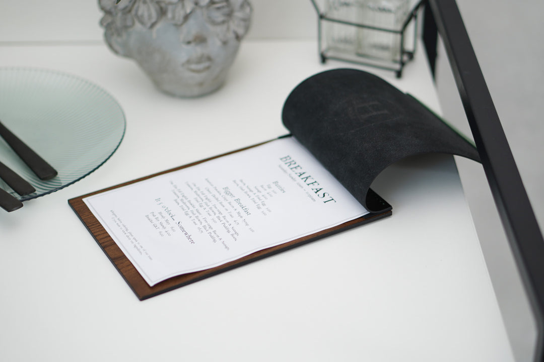 Elegant Ashwood & Leather Menu Folder