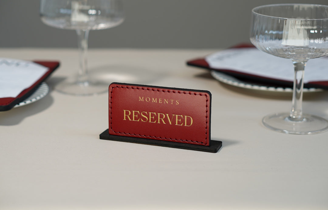 Leather Reserved Table Sign: Wedding & Restaurant Decor
