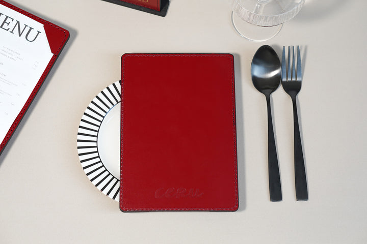 Embossed Logo Leather Menu Holder: Restaurant Menu Folder, A4 A5