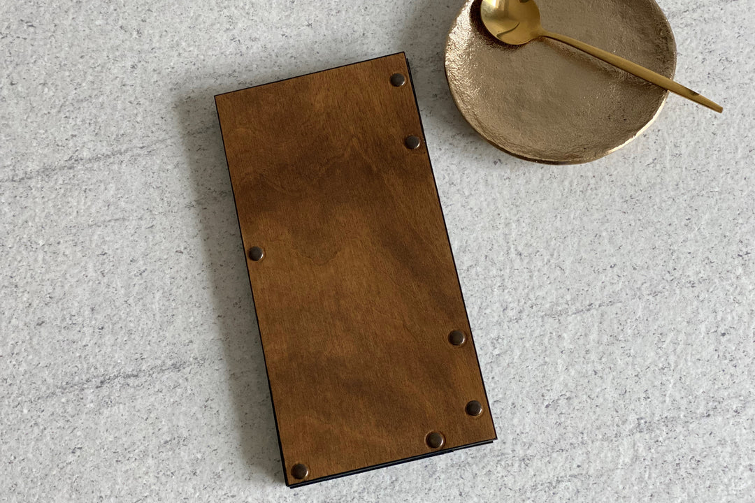 Leather & Wood Check Presenter: Restaurant Bill Holder