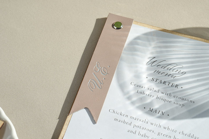 Personalized Wooden Menu Board with Leather Clip: Restaurant Decor