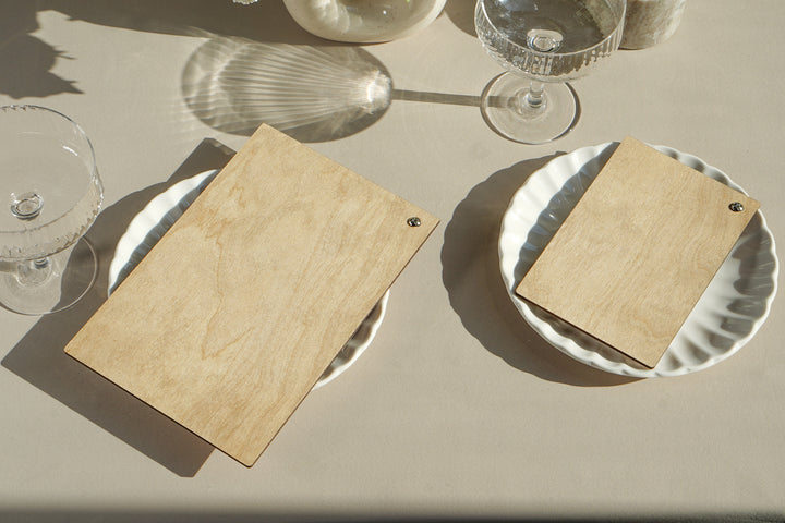 Personalized Wooden Menu Board with Leather Clip: Restaurant Decor