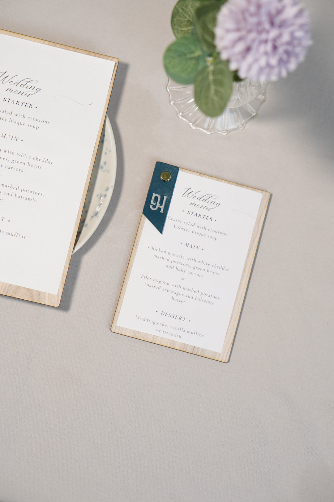 Custom Wooden Menu Board with Leather Clip