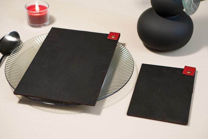 Custom Wooden Menu Board with Leather Clip: Restaurant Menu Folder