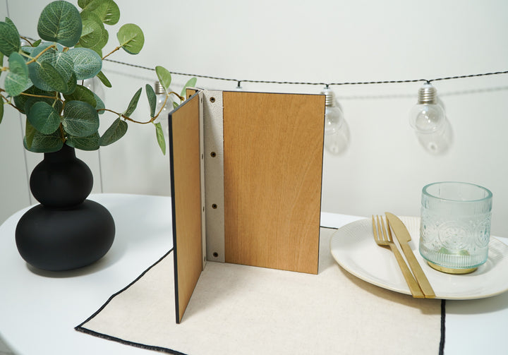 Engraved Logo Leather Restaurant Menu: Custom Wooden Menu Cover