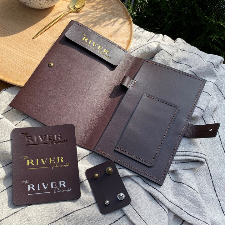 Chocolate Leather Bill Holder: Restaurant Check Presenter