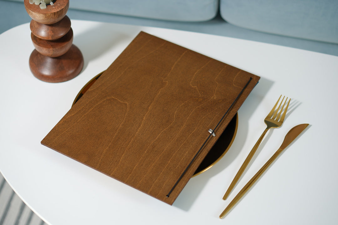 Embossed Logo Leather Menu Holder: Restaurant Menu Folder