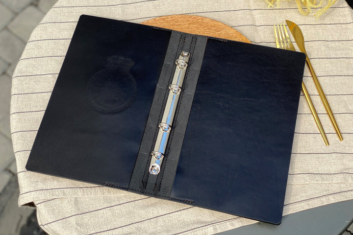 Vintage Brown Leather Menu Cover: Restaurant Menu Folder