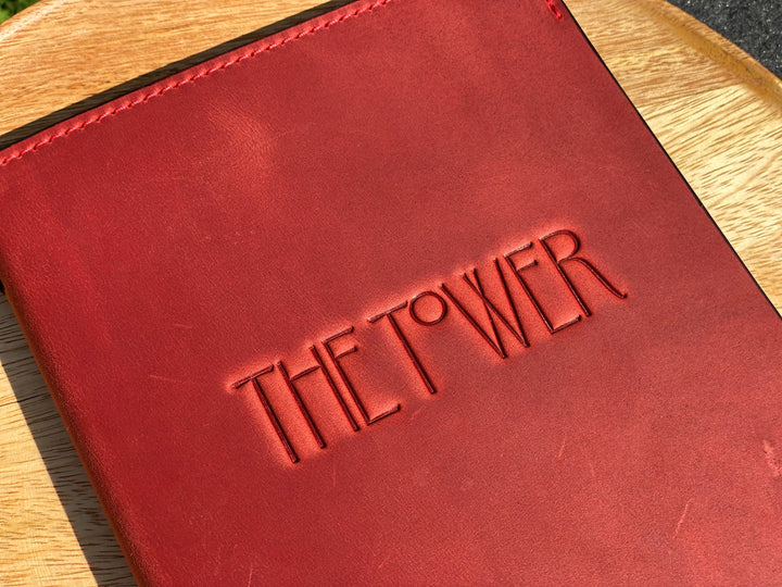 Vintage Red Leather Menu Cover: Restaurant Menu Folder