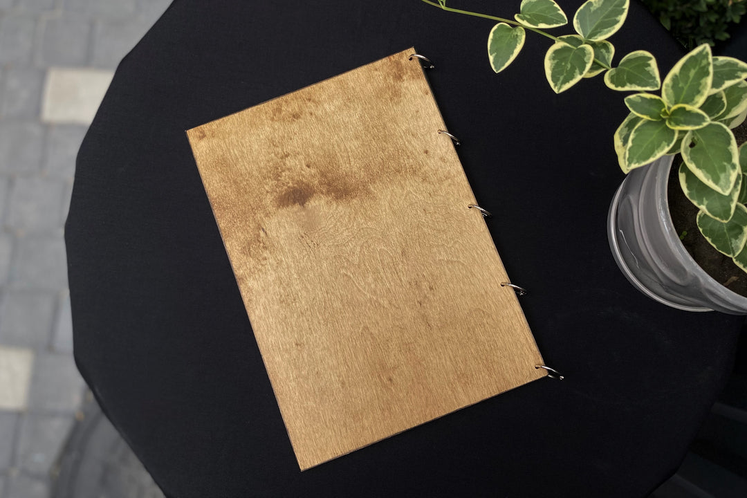 Personalized Leather Restaurant Menu Cover, Wood & Metal Ring Binder