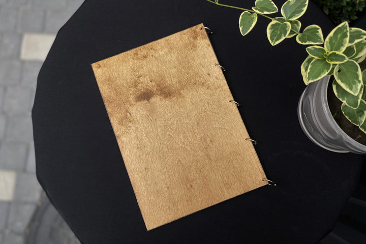 Personalized Leather Restaurant Menu Cover, Wood & Metal Ring Binder