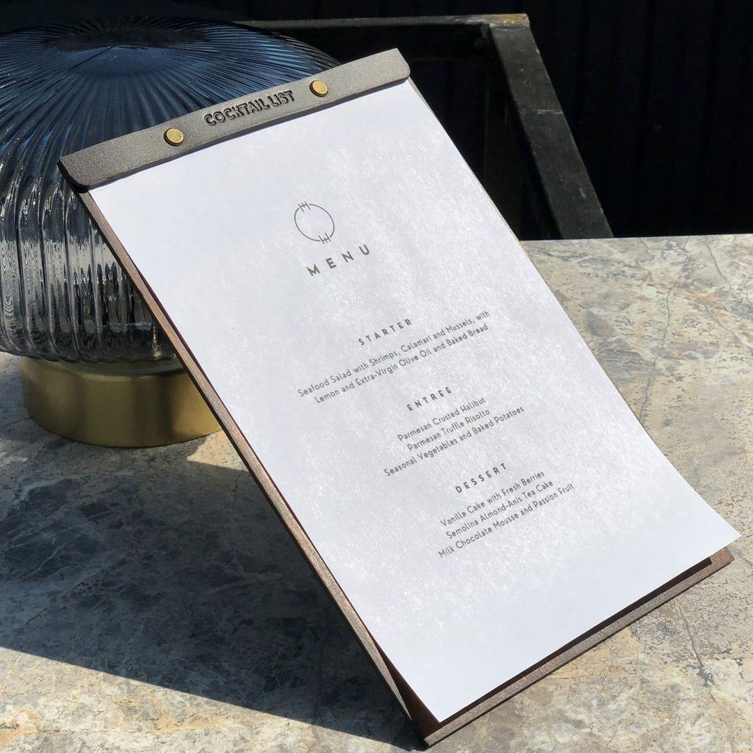 Wooden Menu Folder: Leather Menu Cover, Restaurant Guest Book