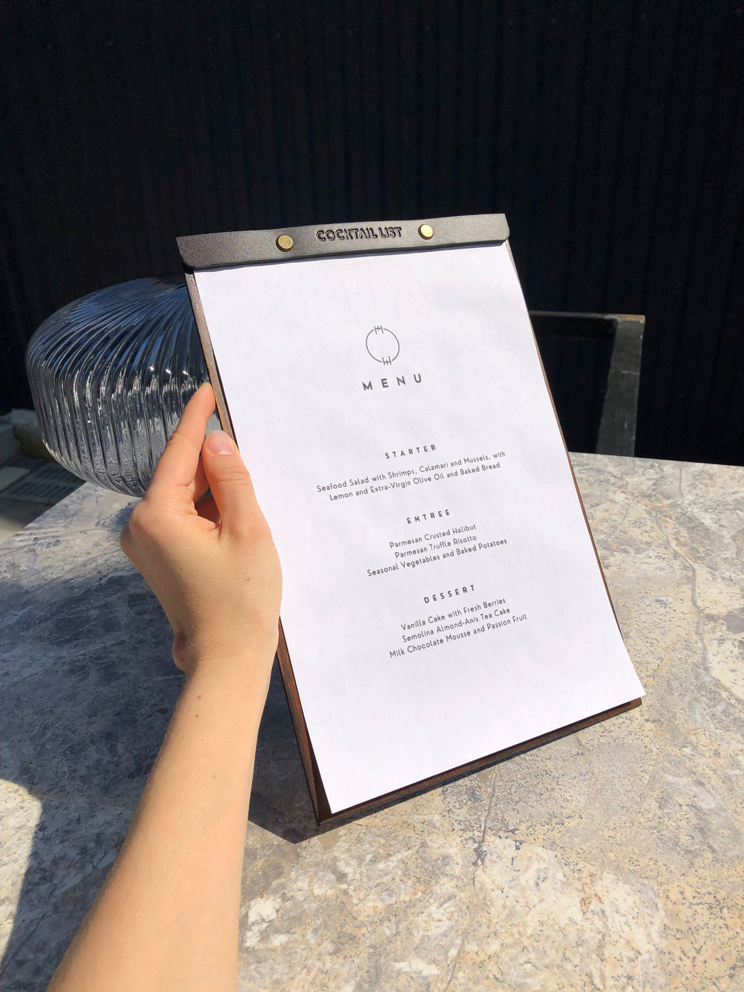 Wooden Menu Folder: Leather Menu Cover, Restaurant Guest Book