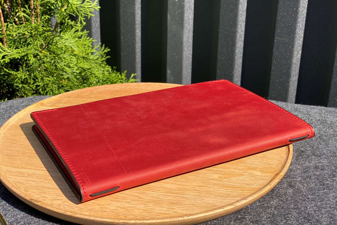 Vintage Red Leather Menu Cover: Restaurant Menu Folder