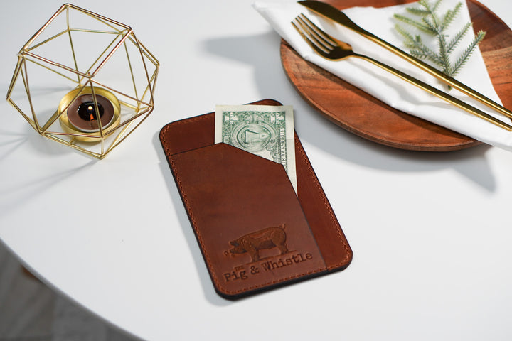 Vintage Leather Check Presenter: Embossed Bill Holder for Restaurant