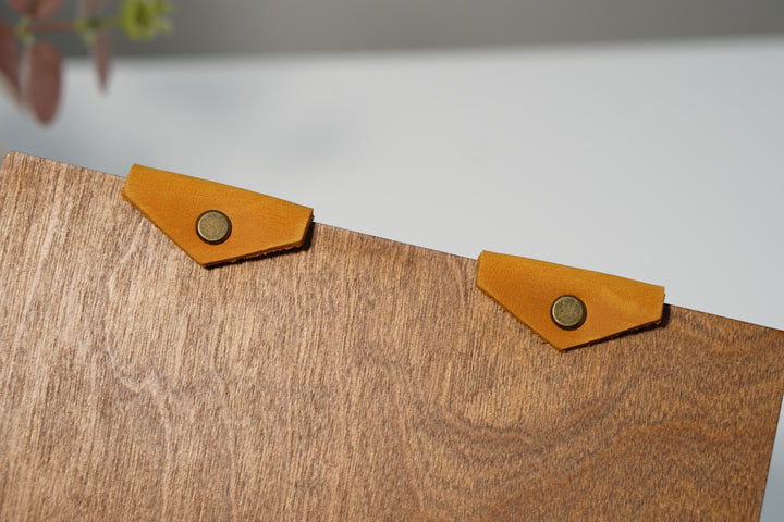 Personalized Wooden Menu Board with Leather Clip: Restaurant Cafe Menu Cover