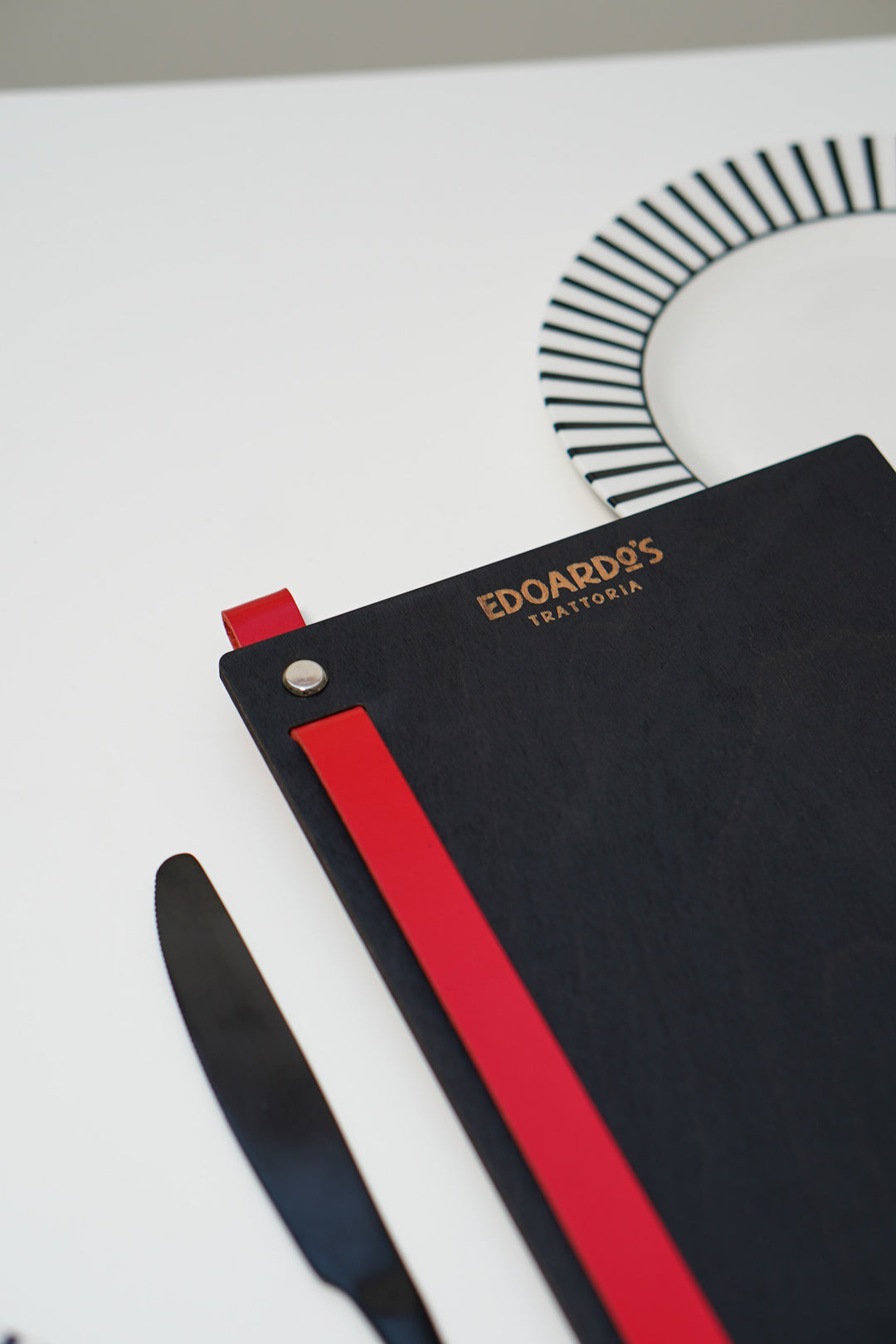 Engraved Wooden Menu Holder with Leather Strap