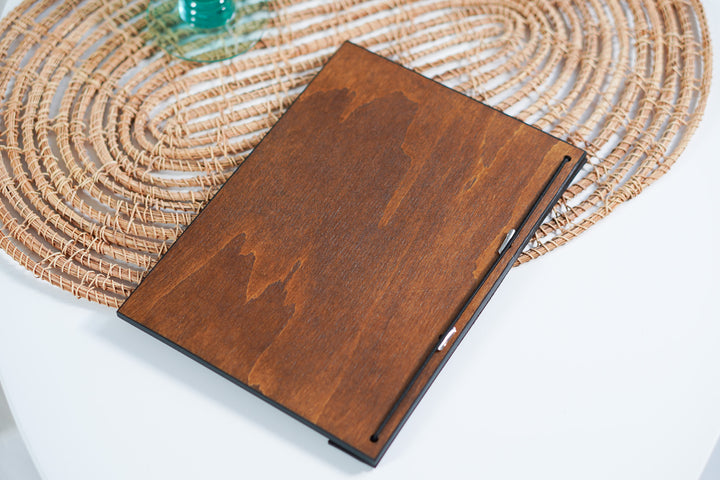 Leather Menu board: Wooden Restaurant Menu, Custom Logo