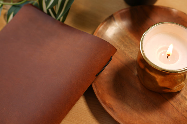 Vintage Leather Restaurant MenuFolder, Cafe Menu with Elastic Band
