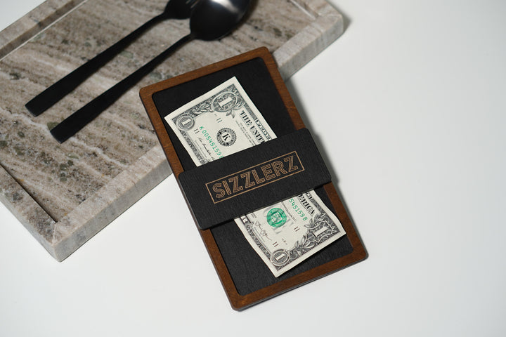Wooden Check Presenter, Server Checkbook with Logo Engraving
